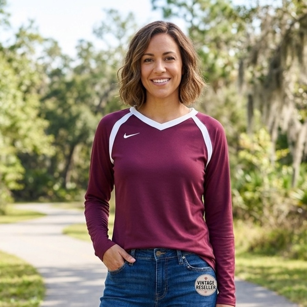 Nike Agility Women’s Large Long Sleeve Stock Game Jersey Burgundy 658066-512 NWT